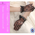 Longueur au poignet gants en dentelle noire gant en nylon demi transparent floral gant main mignonne nuptiale